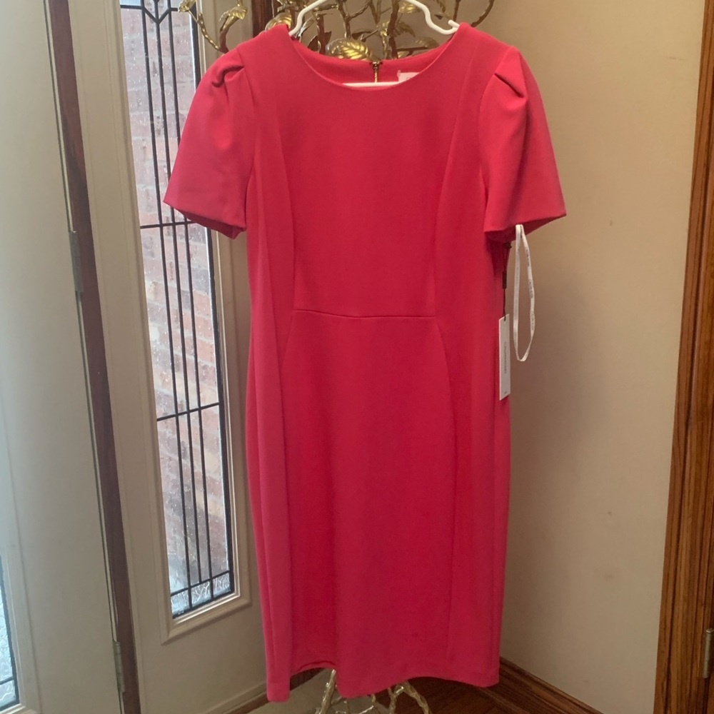 NWT! Flamingo Pink Calvin Klein Sheath Dress